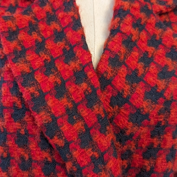 Vintage Houndstooth Boucle Tweed Double Breasted Blazer Preppy Maximalist - Picture 3 of 14